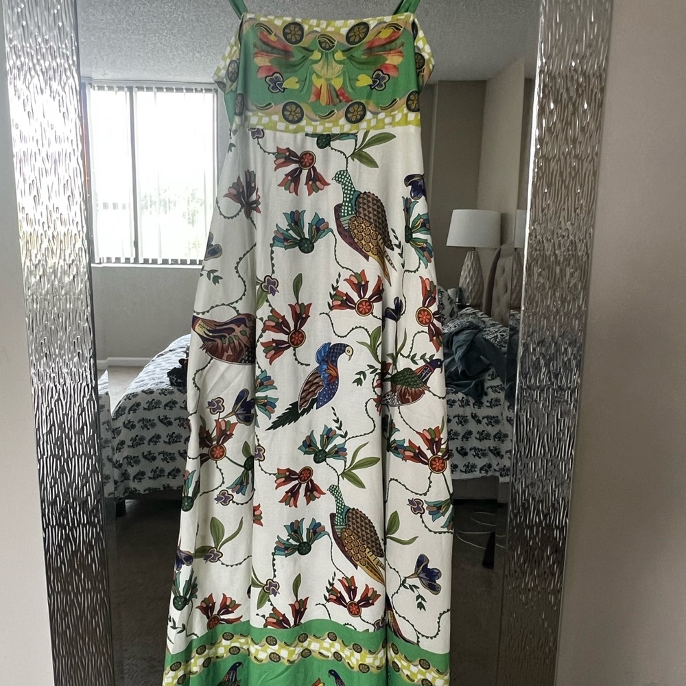Colorful Bird Print Maxi Dress